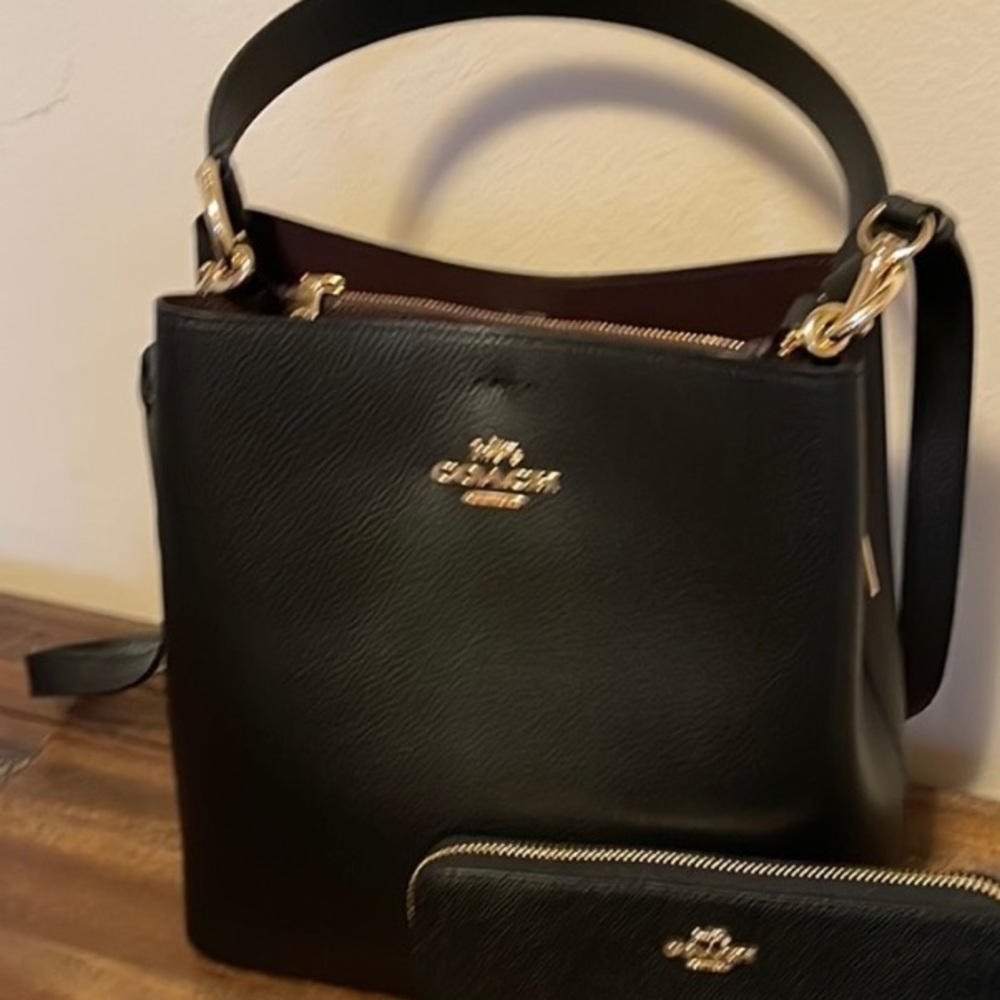 Coach black bucket crossbody